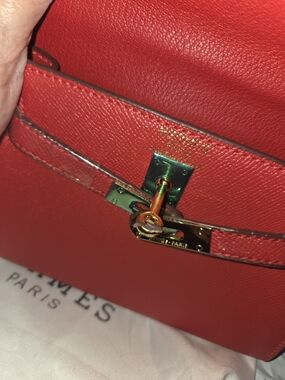 Red Leather Shoulder Bag with Gold Hardware
